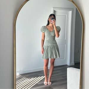 Abercrombie & Fitch Sage Puff Sleeve Mini Dress